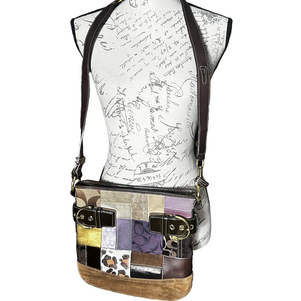 Coach Limited Edition Patchwork Purple Brown Shou… - image 2